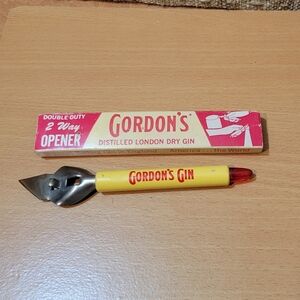 VINTAGE GORDON'S GIN ADVERTISING BOTTLE OPENER + BOX 200th Anniversary